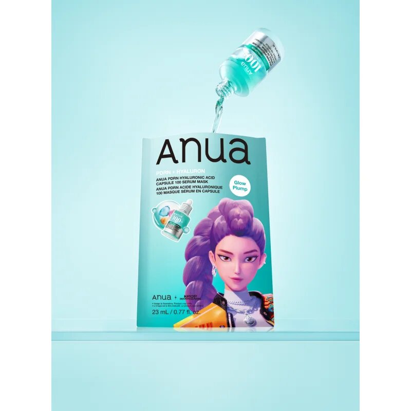 Anua K-Pop Demon Hunters PDRN + Hyaluronic Acid Capsule 100 Serum Mask хидратираща платнена маска за освежаване и изглаждане на кожата 23 мл.