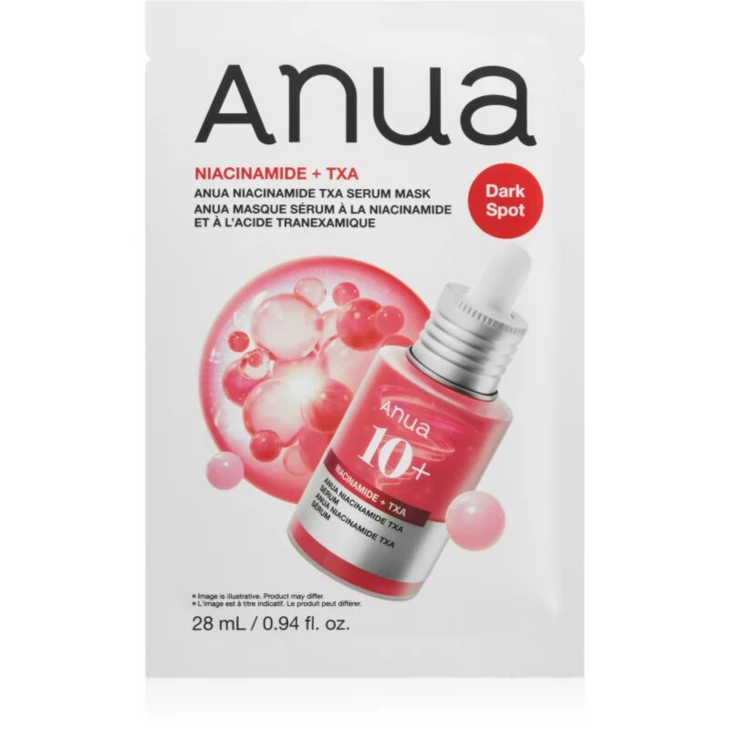 Anua Niacinamide TXA Serum Mask озаряваща платнена маска против пигментни петна 28 мл.