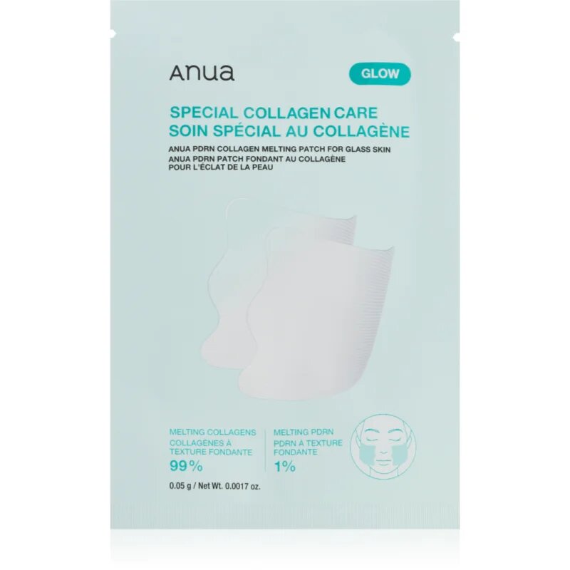 Anua PDRN Collagen Melting Patch for Glass Skin озаряваща маска за лице за подхранване и хидратация 4 бр.