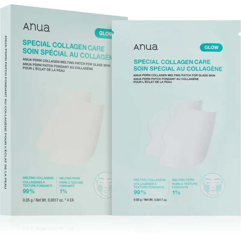 Anua PDRN Collagen Melting Patch for Glass Skin озаряваща маска за лице за подхранване и хидратация 4 бр.