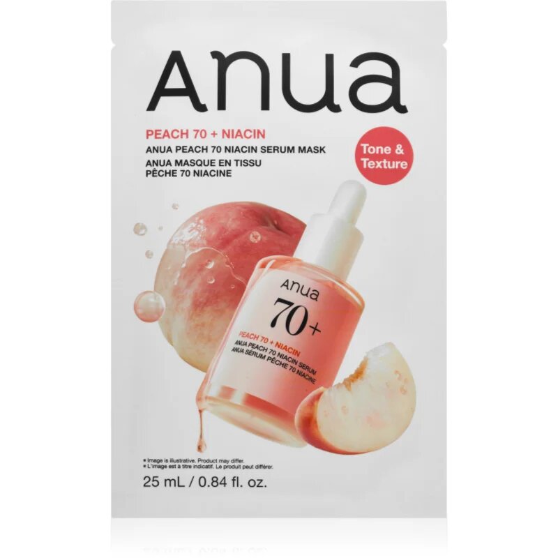 Anua Peach 70 Niacin Serum Mask платнена маска с озаряващ ефект 25 мл.