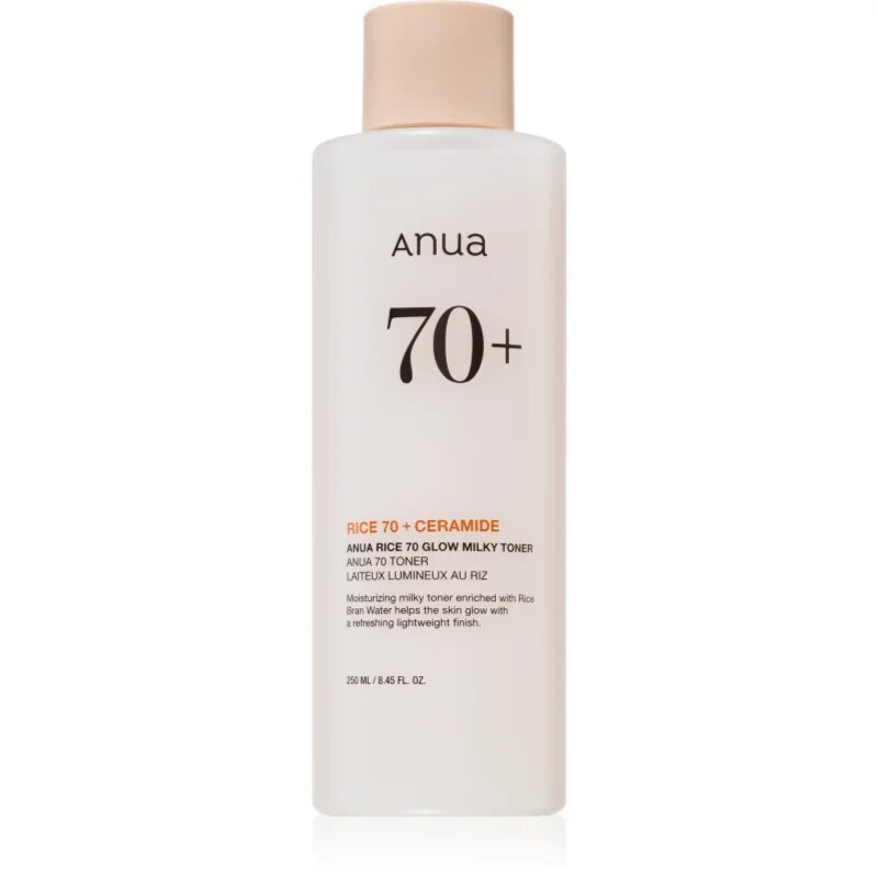 Anua Rice 70+ Glow Milky Toner хидратиращ тоник за озаряване на лицето 250 мл.