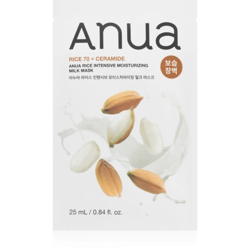 Anua Rice Intensive Moisturizing Milk Mask подхранваща платнена маска за освежаване и хидратация 25 мл.