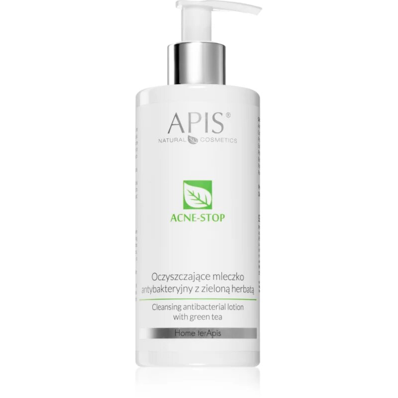 Apis Natural Cosmetics Acne-Stop Home TerApis почистващо и отстраняващо грим мляко със зелен чай 300 мл.