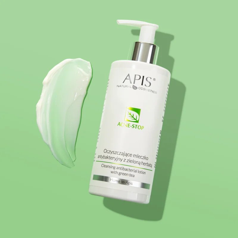 Apis Natural Cosmetics Acne-Stop Home TerApis почистващо и отстраняващо грим мляко със зелен чай 300 мл.