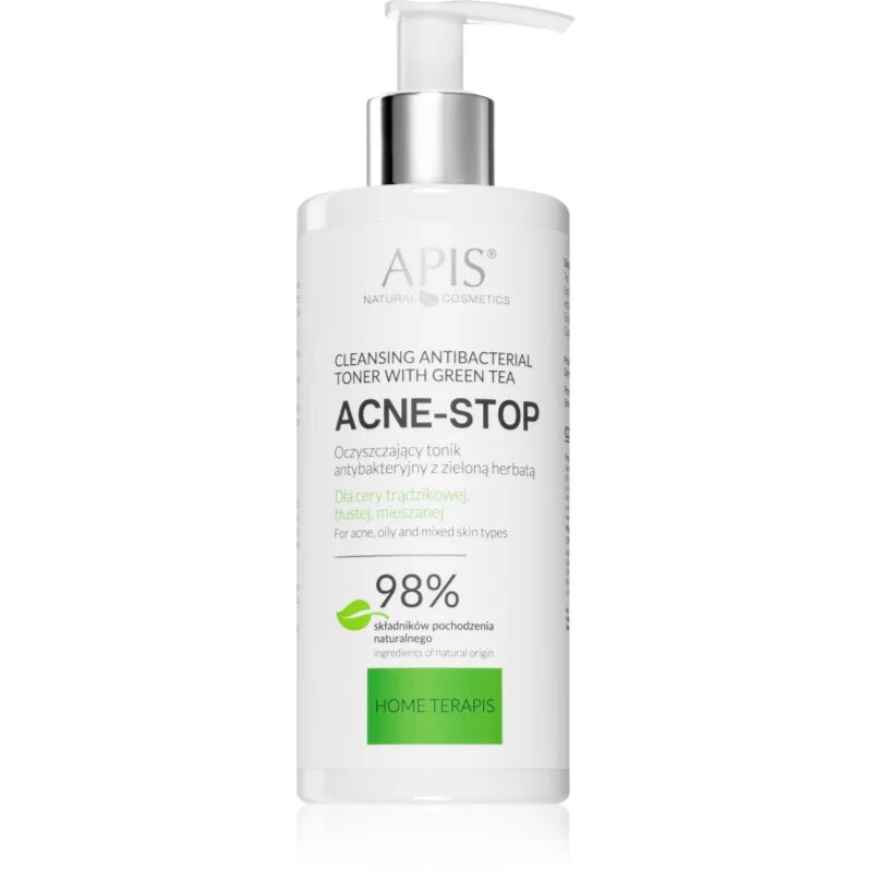 Apis Natural Cosmetics Acne-Stop Home TerApis успокояващ почистващ тоник за мазна и проблемна кожа 300 мл.