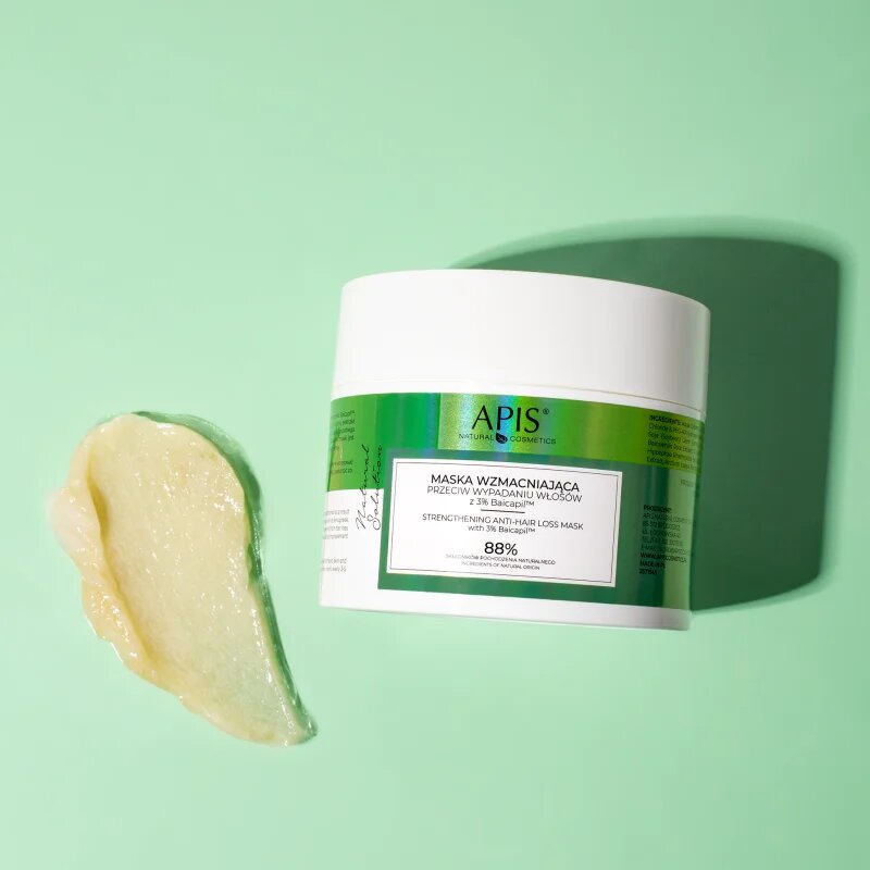 Apis Natural Cosmetics Natural Solution 3% Baicapil подсилваща маска за тънка коса със склонност към косопад 200 мл.