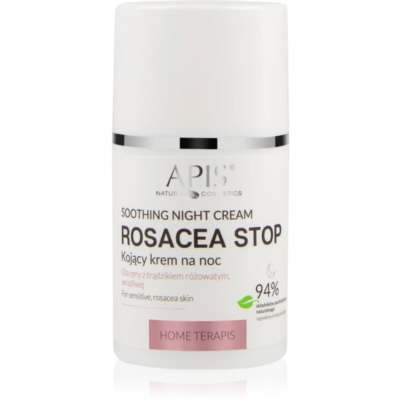 Apis Natural Cosmetics Rosacea-Stop успокояващ нощен крем за чувствителна кожа със склонност към почервеняване 50 мл.
