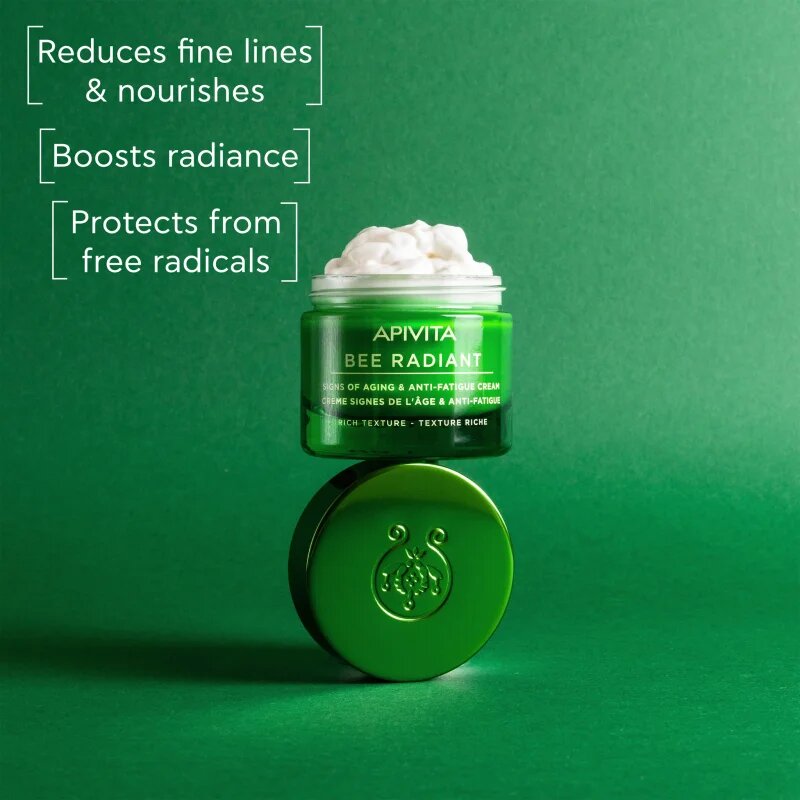Apivita Bee Radiant Cream - Rich Texture дълбоко подхранващ крем за лице против стареене и за стягане на кожата 50 мл.