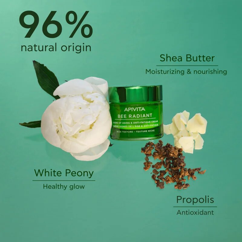 Apivita Bee Radiant Cream - Rich Texture дълбоко подхранващ крем за лице против стареене и за стягане на кожата 50 мл.
