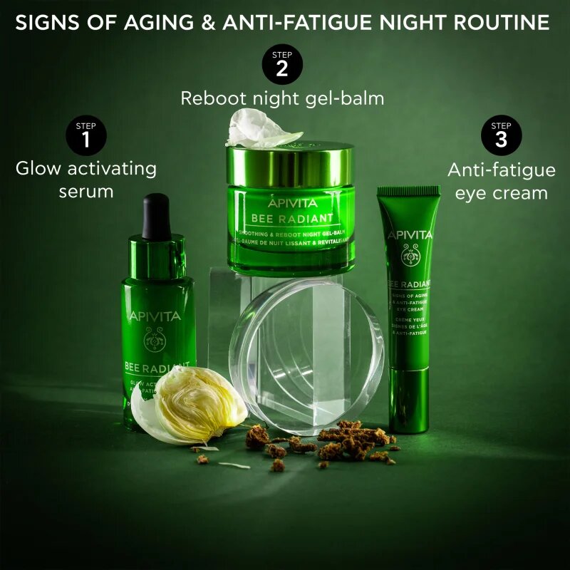Apivita Bee Radiant Night Gel-Balm нощен детоксикиращ и изглаждащ гел-балсам 50 мл.