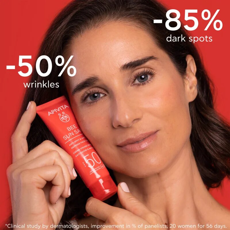 Apivita Bee Sun Safe Anti-Spot and Anti-Age Face Cream SPF 50 защитен крем против стареене на кожата SPF 50 50 мл.
