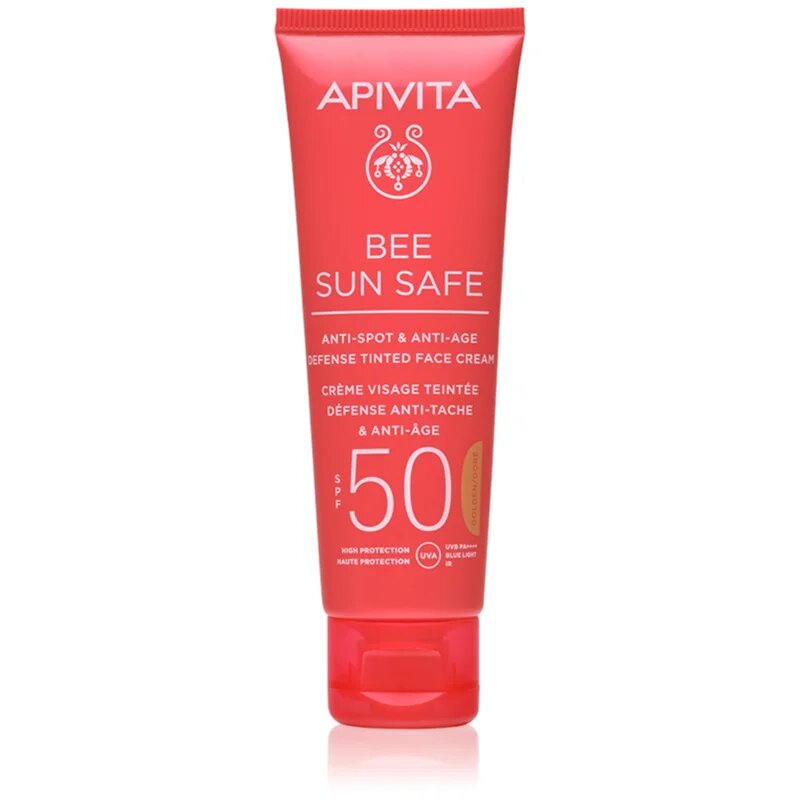 Apivita Bee Sun Safe Anti-Spot and Anti-Age Tinted Face Cream SPF50 защитен тониращ крем за лице SPF 50 цвят Golden 50 мл.