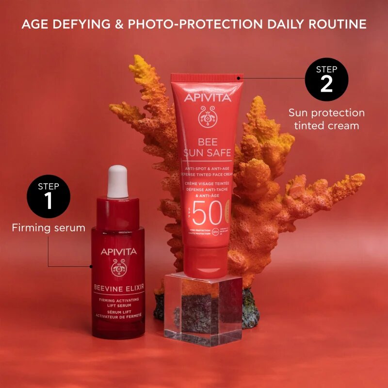 Apivita Bee Sun Safe Anti-Spot and Anti-Age Tinted Face Cream SPF50 защитен тониращ крем за лице SPF 50 цвят Tinted 50 мл.