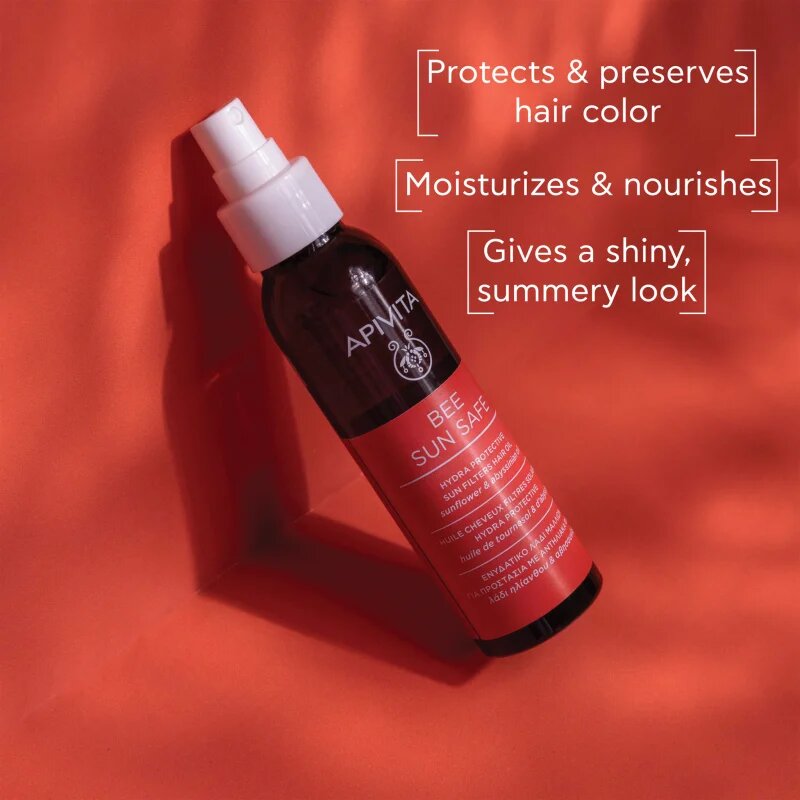 Apivita Bee Sun Safe Hair Oil хидратиращо олио за изтощена от слънце коса 100 мл.