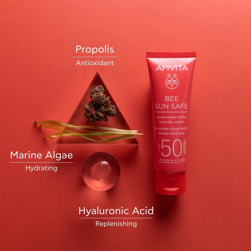 Apivita Bee Sun Safe Hydra Face Tinted Gel-Cream SPF50 тониращ гел-крем SPF 50 50 мл.