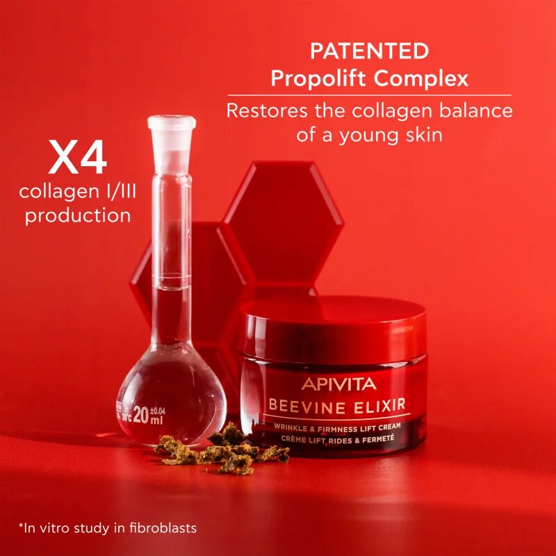 Apivita Beevine Elixir Cream Rich стягащ лифтинг крем за подхранване на кожата на лицето и поддържане на естествената хидратация 50 мл.