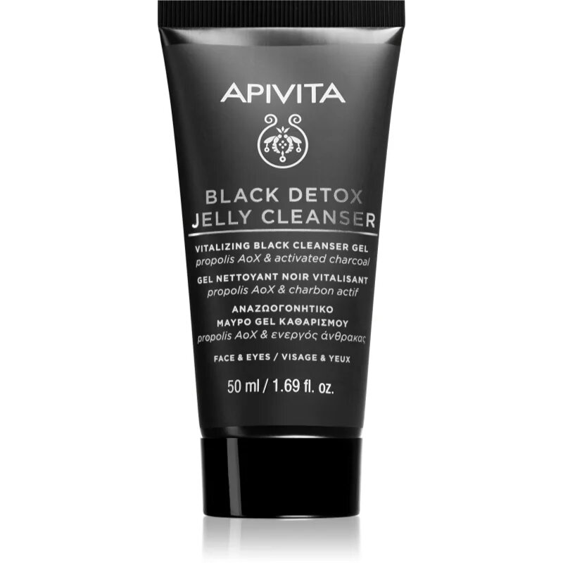 Apivita Cleansing Black Detox Jelly Cleanser почистващ гел с активен въглен 50 мл.