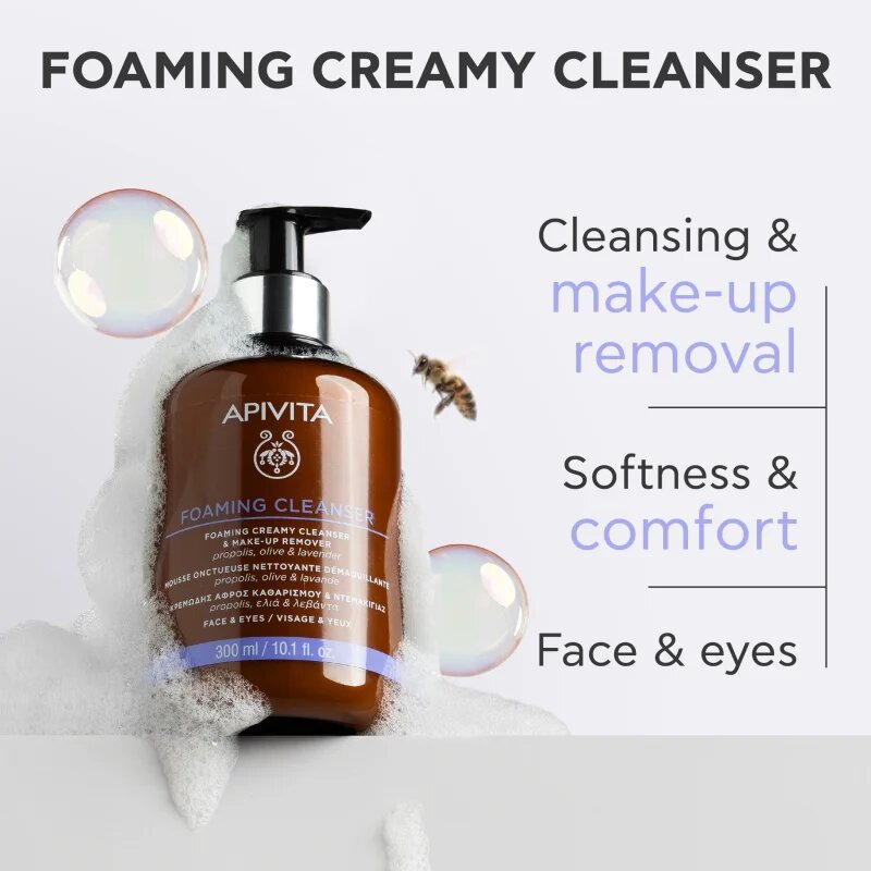 Apivita Cleansing Foaming Cleanser нежна почистваща пяна 300 мл.