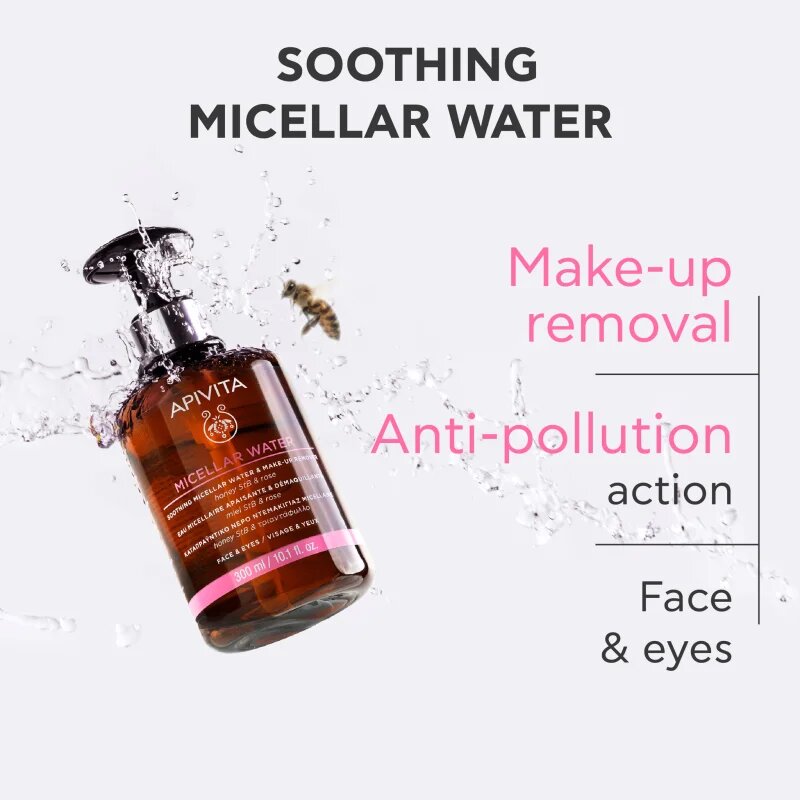Apivita Cleansing Micellar Water успокояваща мицеларна вода за лице и очи 300 мл.