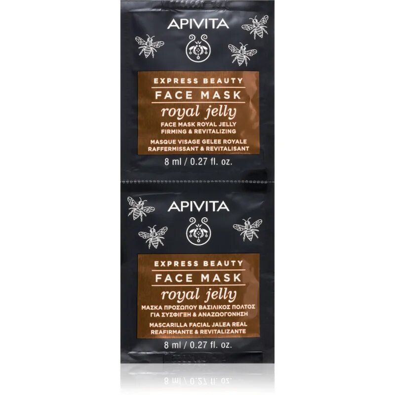 Apivita Express Beauty Anti-aging Face Mask Royal Jelly ревитализираща маска за лице със стягащ ефект 2x8 мл.