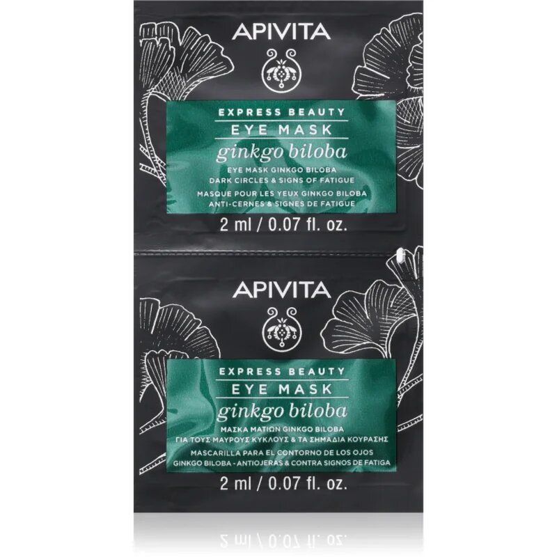 Apivita Express Beauty Eye Mask Gingko Biloba маска за околоочната зона против тъмни кръгове 2x2 мл.