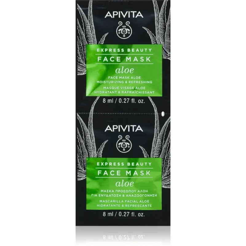 Apivita Express Beauty Moisturizing Face mask Aloe освежаваща хидратираща маска за лице 2x8 мл.