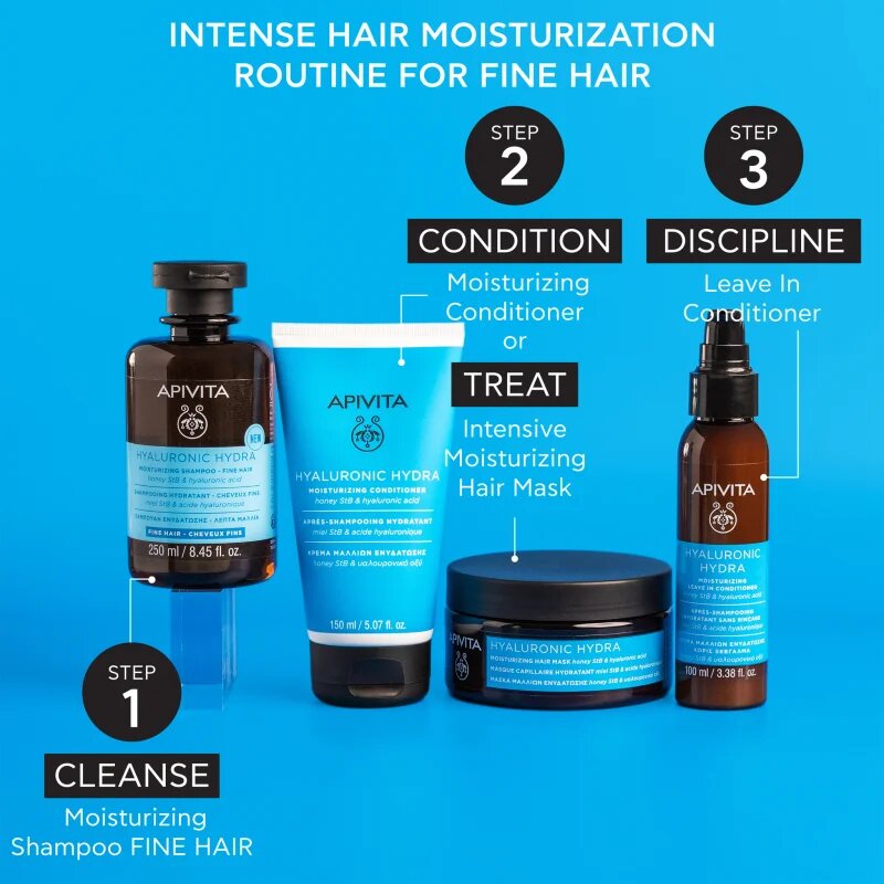 Apivita Hyaluronic Hydra Fine Hair Moisturizing Shampoo хидратиращ шампоан за фина коса 250 мл.