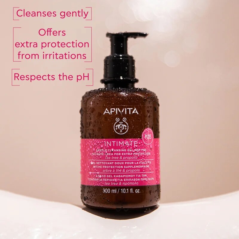 Apivita Intimate Plus Cleansing Gel нежен пенлив почистващ гел за интимна хигиена 300 мл.