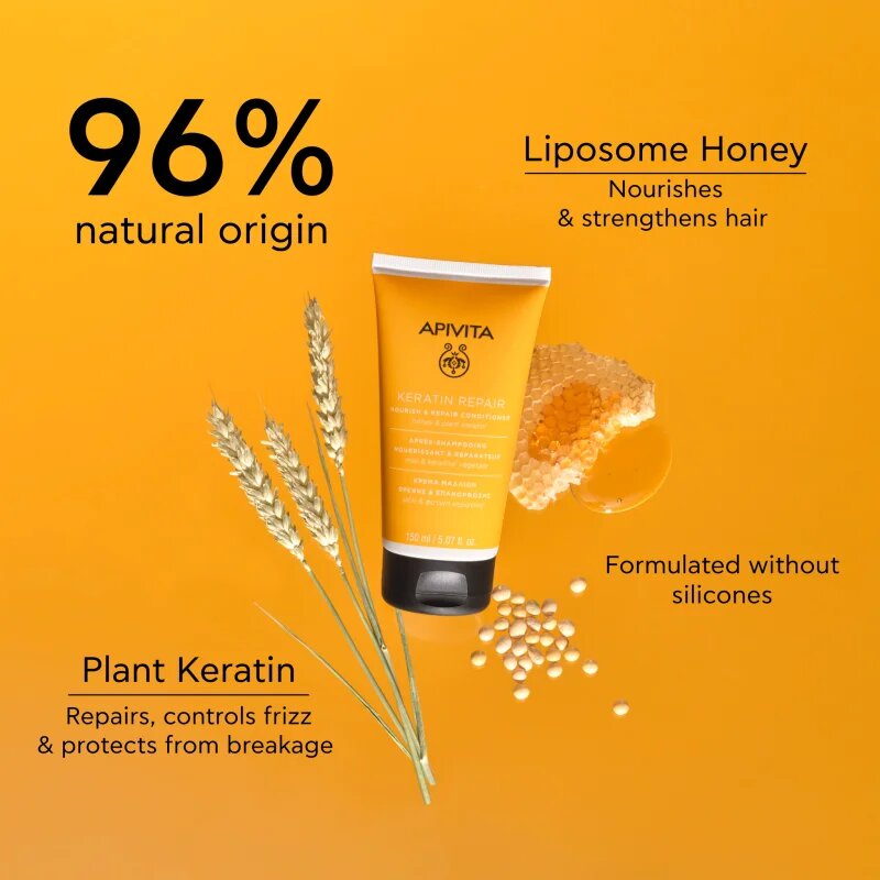 Apivita Keratin Repair Nourish Repair Conditioner кератинов възстановяващ балсам за суха и увредена коса 150 мл.