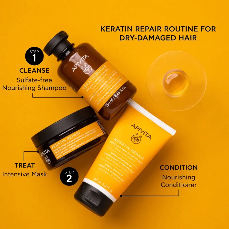 Apivita Keratin Repair Nourish Repair Conditioner кератинов възстановяващ балсам за суха и увредена коса 150 мл.
