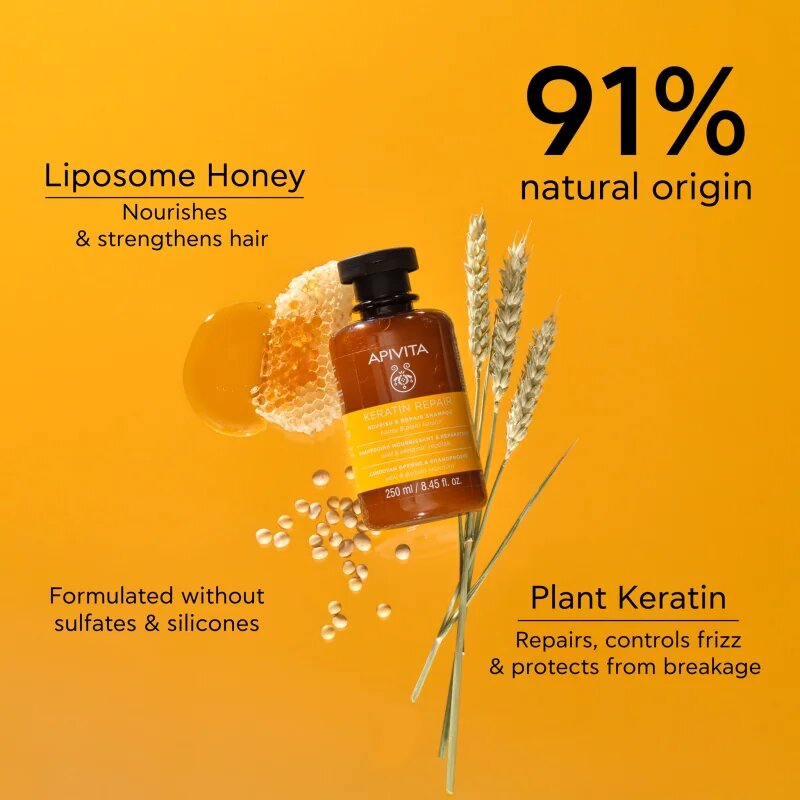 Apivita Keratin Repair Nourish Repair Shampoo почистващ шампоан 250 мл.