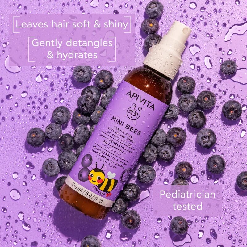 Apivita Mini Bees Gentle Kids Detangling Spray Blueberry&Honey спрей за по-лесно разресване на косата 150 мл.