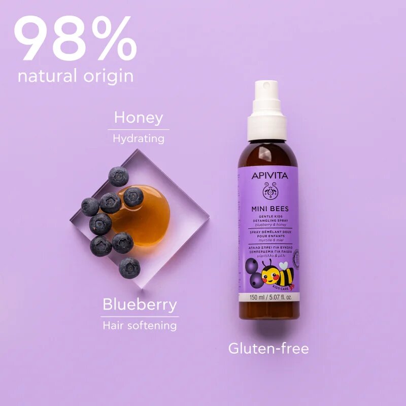 Apivita Mini Bees Gentle Kids Detangling Spray Blueberry&Honey спрей за по-лесно разресване на косата 150 мл.