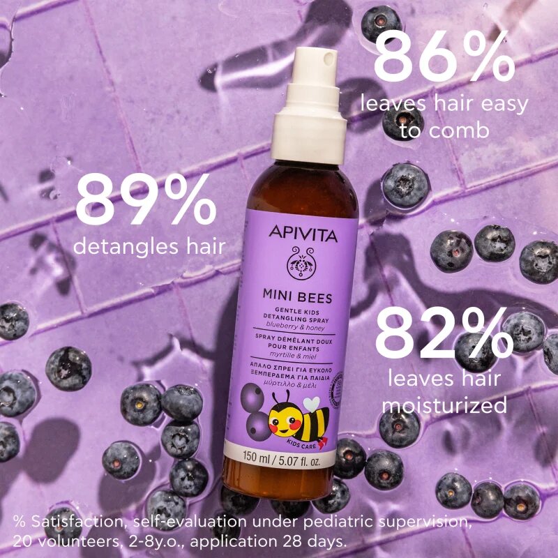 Apivita Mini Bees Gentle Kids Detangling Spray Blueberry&Honey спрей за по-лесно разресване на косата 150 мл.