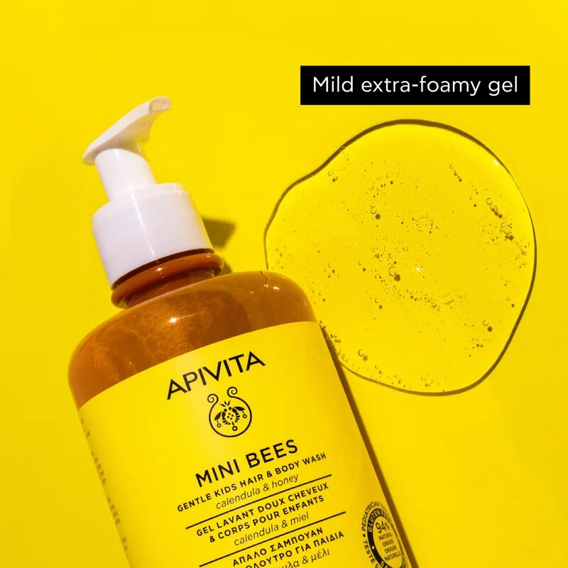 Apivita Mini Bees Gentle Kids Hair&Body wash Calendula&Honey миещ гел за тяло и коса 500 мл.