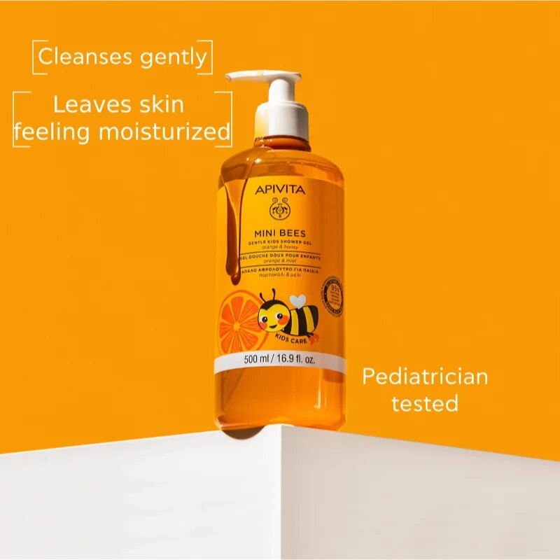 Apivita Mini Bees Gentle Kids Shower Gel Orange&Honey душ гел за тяло и коса за деца 500 мл.