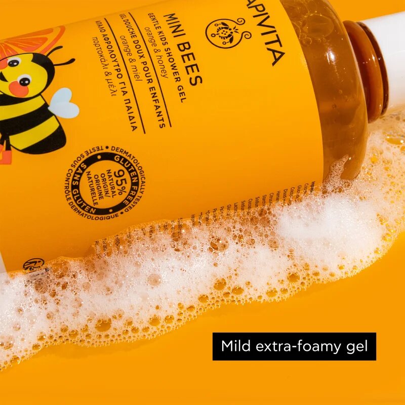 Apivita Mini Bees Gentle Kids Shower Gel Orange&Honey душ гел за тяло и коса за деца 500 мл.