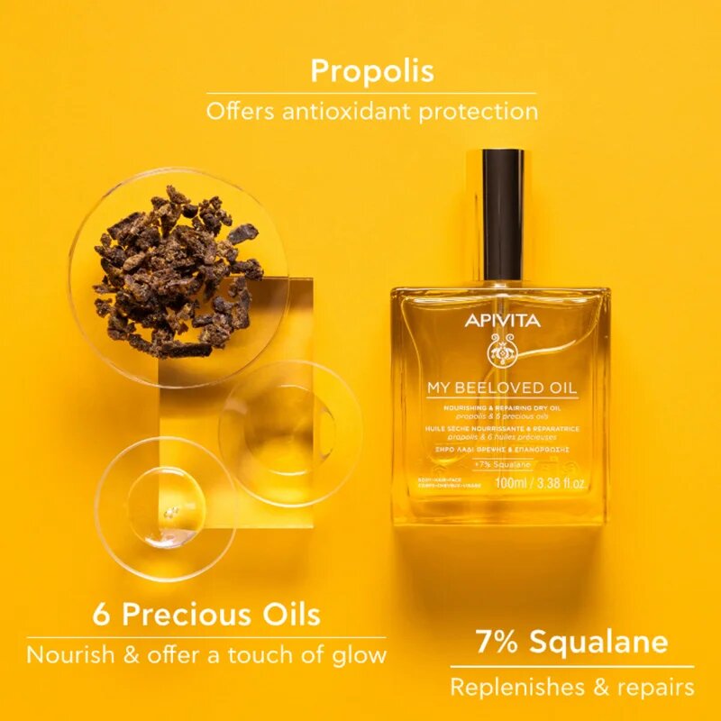 Apivita My Beeloved Oil подхранващо сухо олио за лице тяло и коса 100 мл.