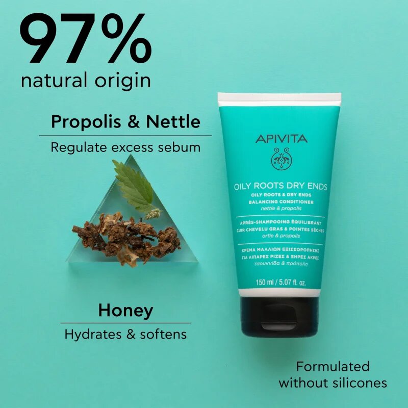 Apivita Oily Roots & Dry Ends Balancing Conditioner балсам за мазен скалп и сухи краища 150 мл.