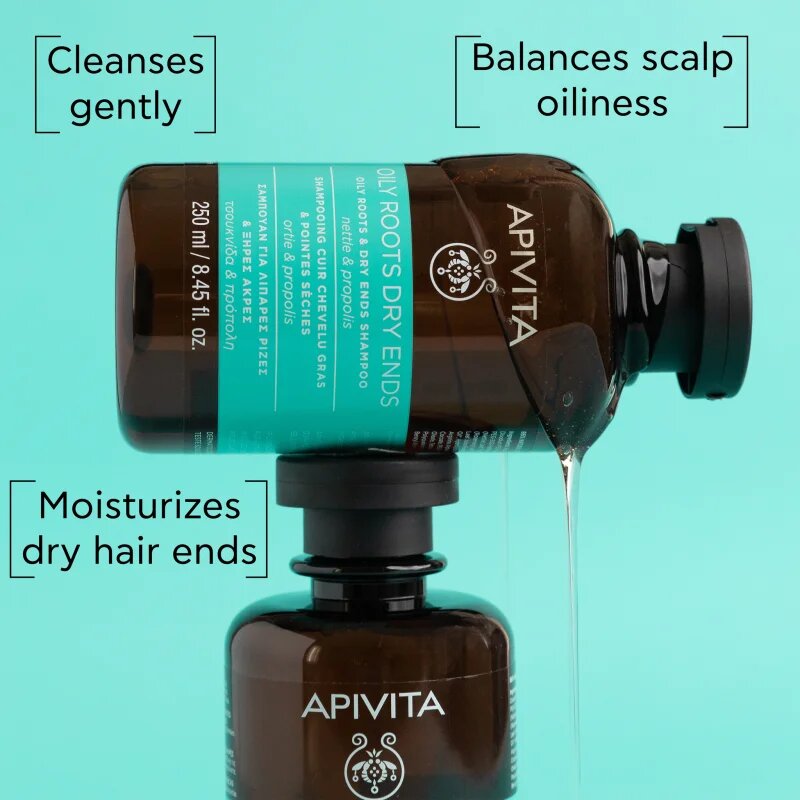 Apivita Oily Roots & Dry Ends комплект за мазен скалп и сухи краища