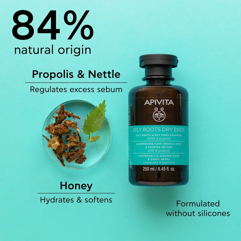 Apivita Oily Roots & Dry Ends комплект за мазен скалп и сухи краища