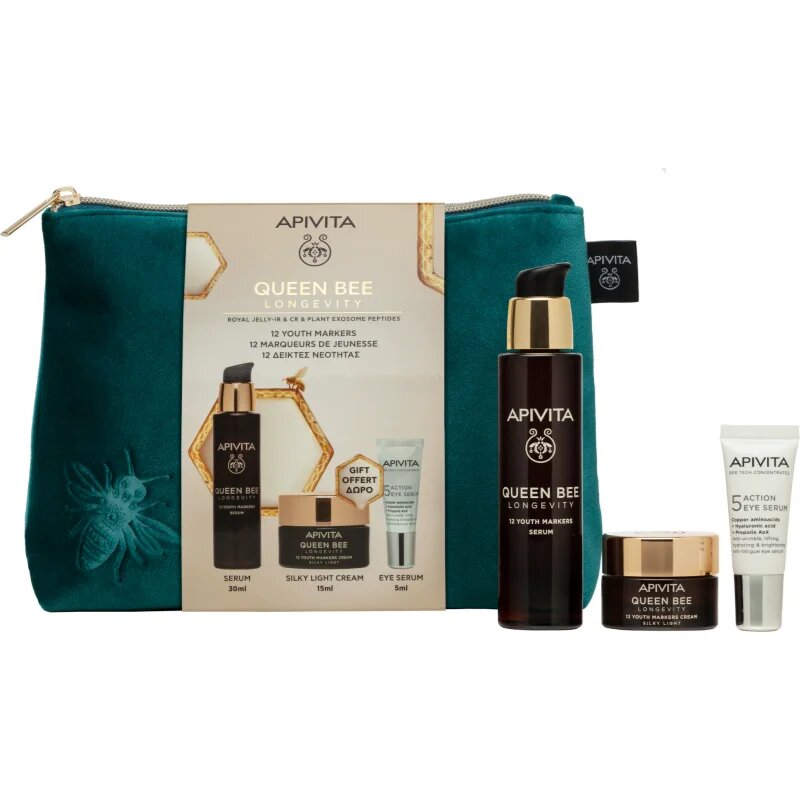 Apivita Queen Bee Longevity коледен подаръчен комплект за цялостна защита против бръчки