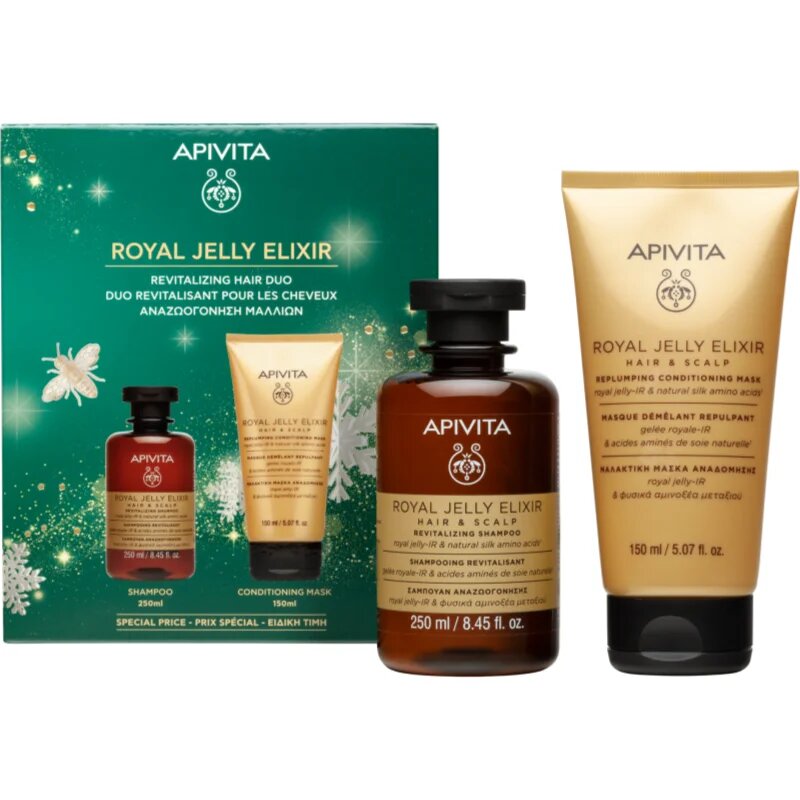 Apivita Royal Jelly Elixir Revitalizing Hair Duo коледен подаръчен комплект с ревитализиращ ефект