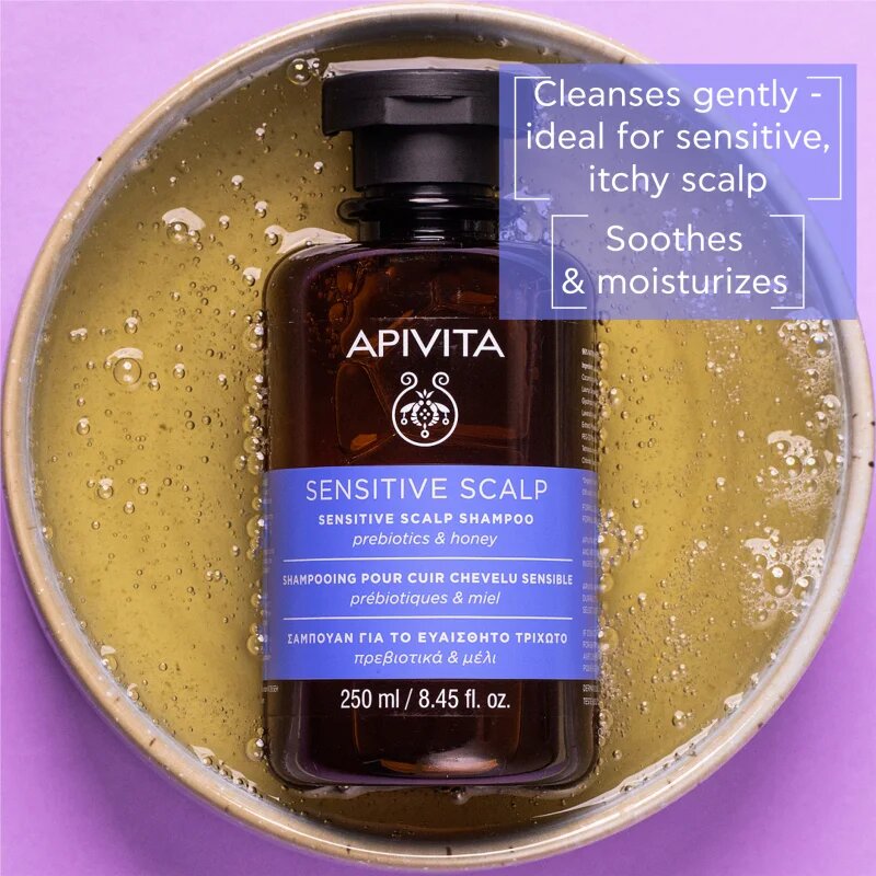 Apivita Sensitive Scalp Shampoo шампоан за чувствителна и раздразнена кожа на скалпа без сулфати 250 мл.
