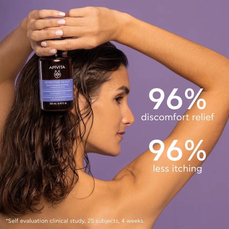 Apivita Sensitive Scalp Shampoo шампоан за чувствителна и раздразнена кожа на скалпа без сулфати 250 мл.