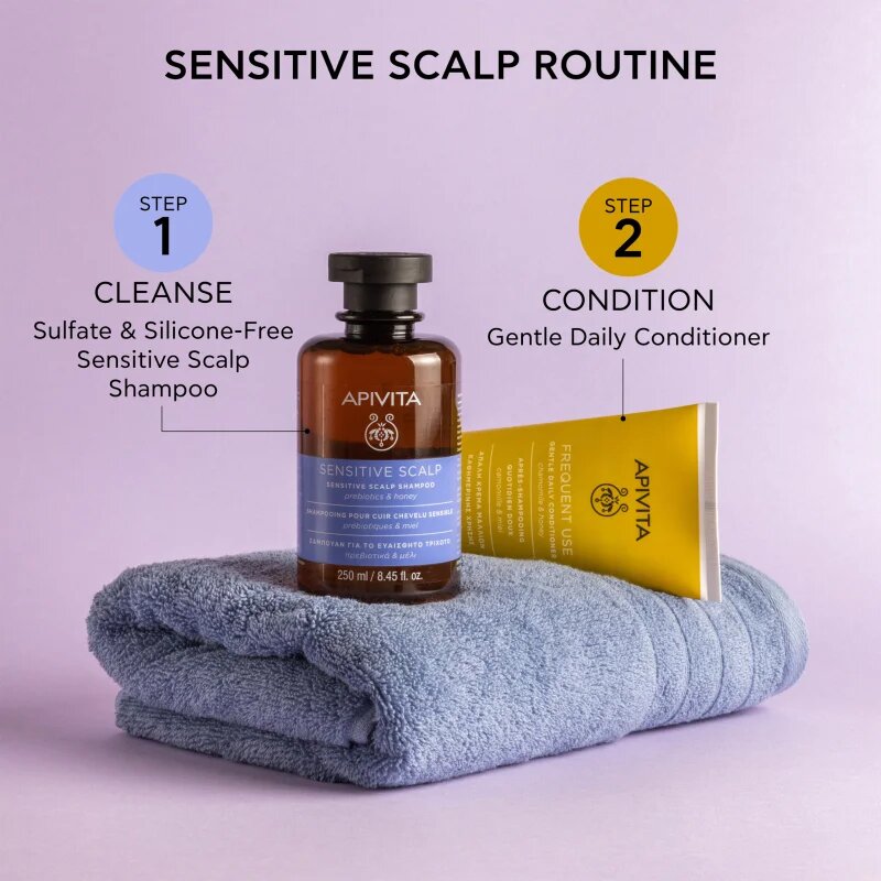Apivita Sensitive Scalp Shampoo шампоан за чувствителна и раздразнена кожа на скалпа без сулфати 250 мл.