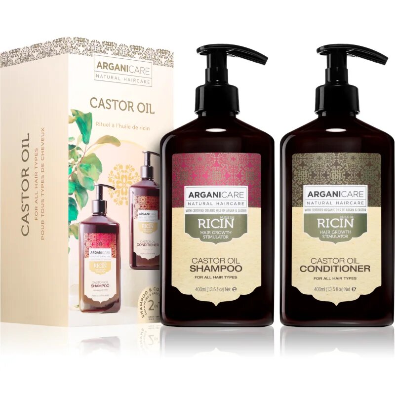 Arganicare Castor Oil Set подаръчен комплект стимулиращ растежа на косата 1 бр.