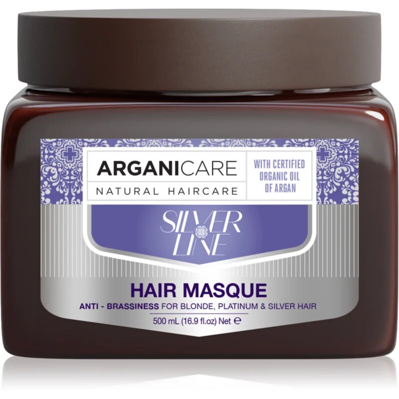 Arganicare Silver Hair Mask маска за коса неутрализиращ жълтеникавите оттенъци 500 мл.