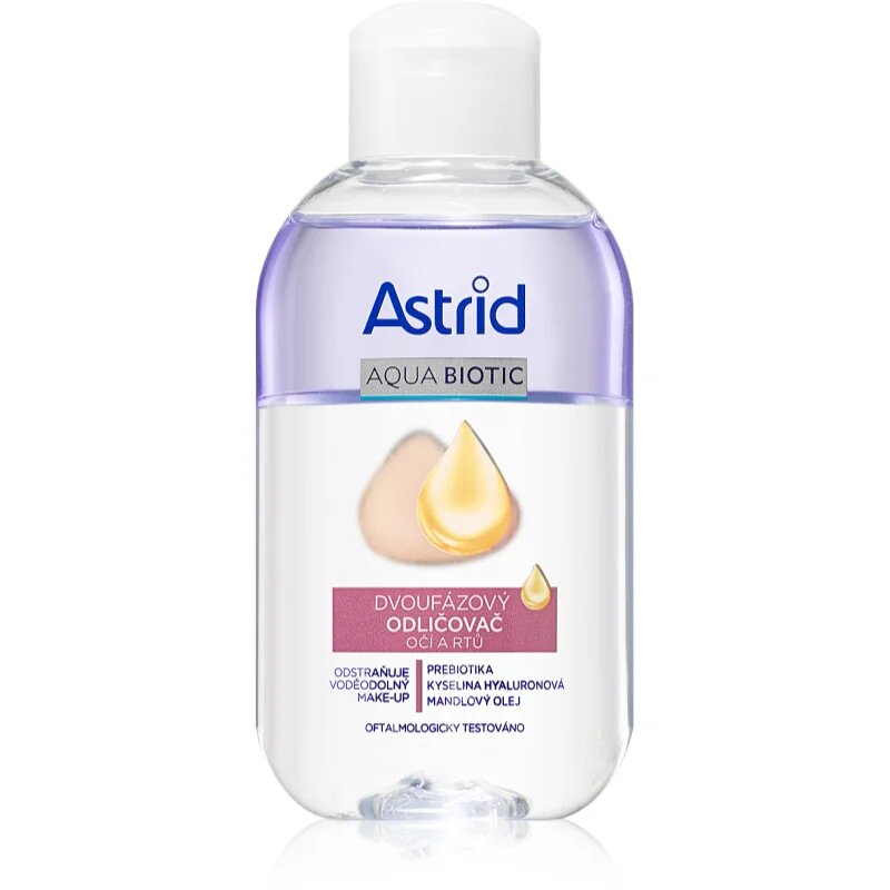 Astrid Aqua Biotic двуфазен продукт за премахване на грим от очите и устните 125 мл.